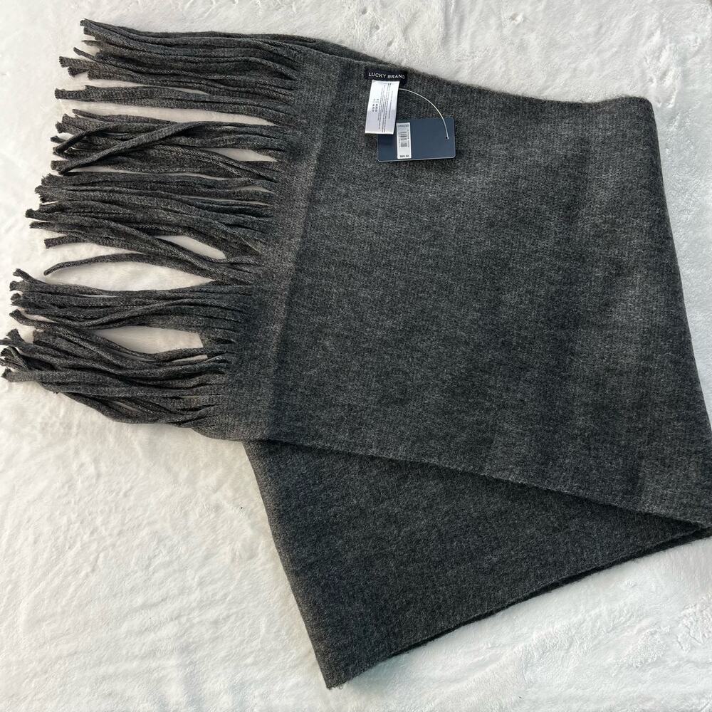 Lucky Brand Scarf/Wrap Solid Brushed Dark Heather Gray Unisex NWT $69